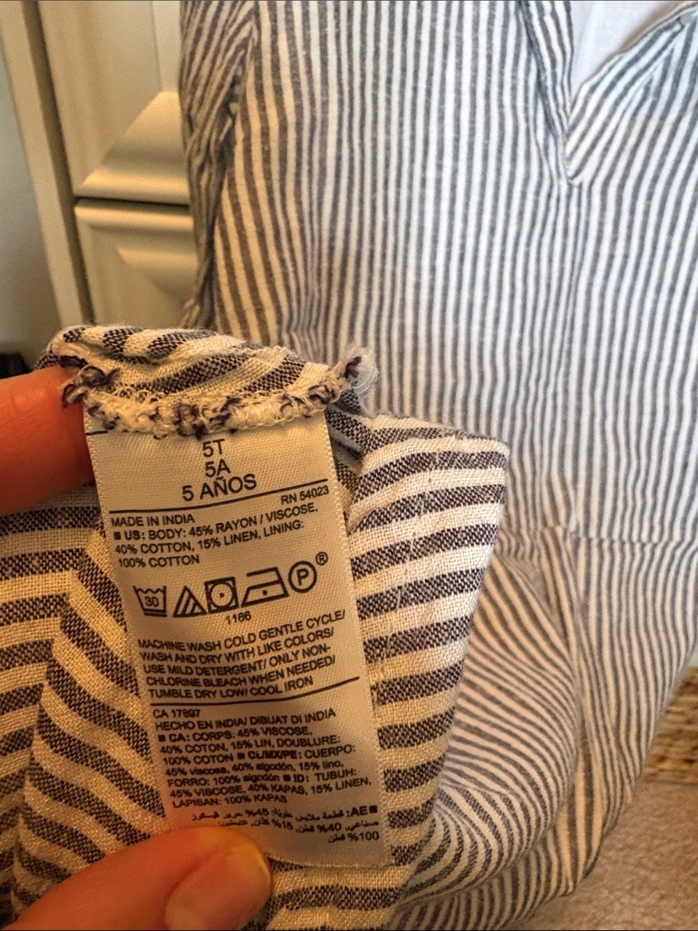 Old navy Striped Blue and White Tie-Front Kids Dress - Picture 4 of 4